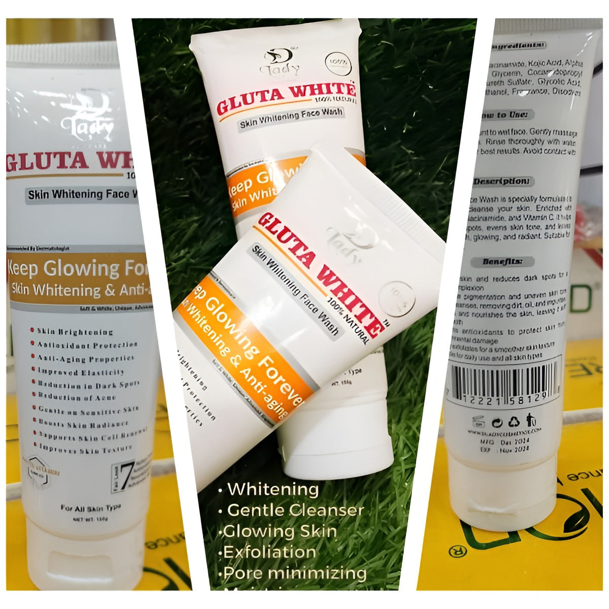 Gluta White 100% Natural Skin Whitening & Anti-Aging Face Wash
