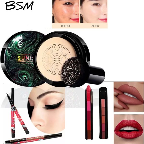 3 In 1 Makeup Deal Sunisa Foundation+Eye Liner+5 In 1 Lipstick Pen